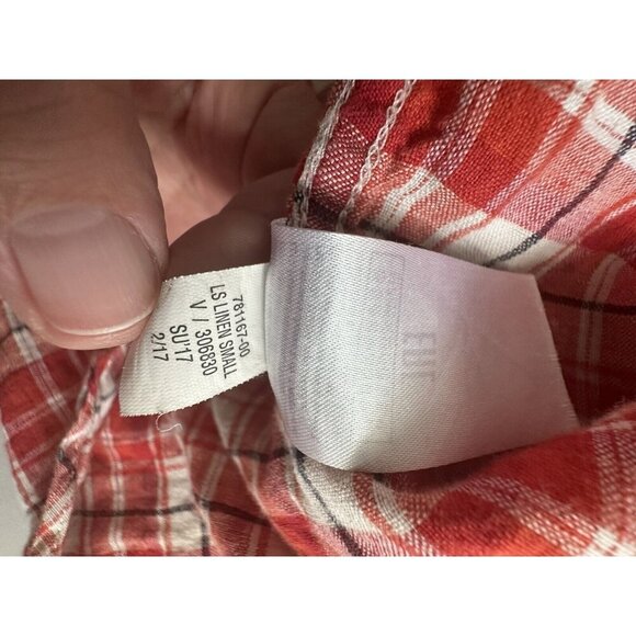 Banana Republic Men's Red Plaid Shirt 100% Linen Camden Fit Sz. M Cowboy Cottage - Picture 7 of 9